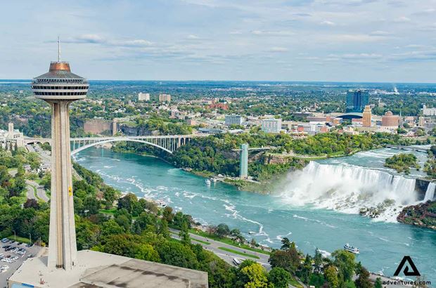 skylon tower and niagara falls skylon tower and niagara falls aerial view